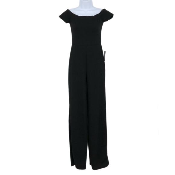Velvet Torch Women's Jumpsuit S Black Wide Leg Off the Shoulder Short Sleeve NWT - Picture 1 of 10